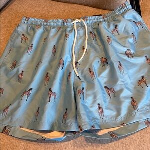 INC International Concepts Light Blue Zebra Pattern Men's Athletic Shorts